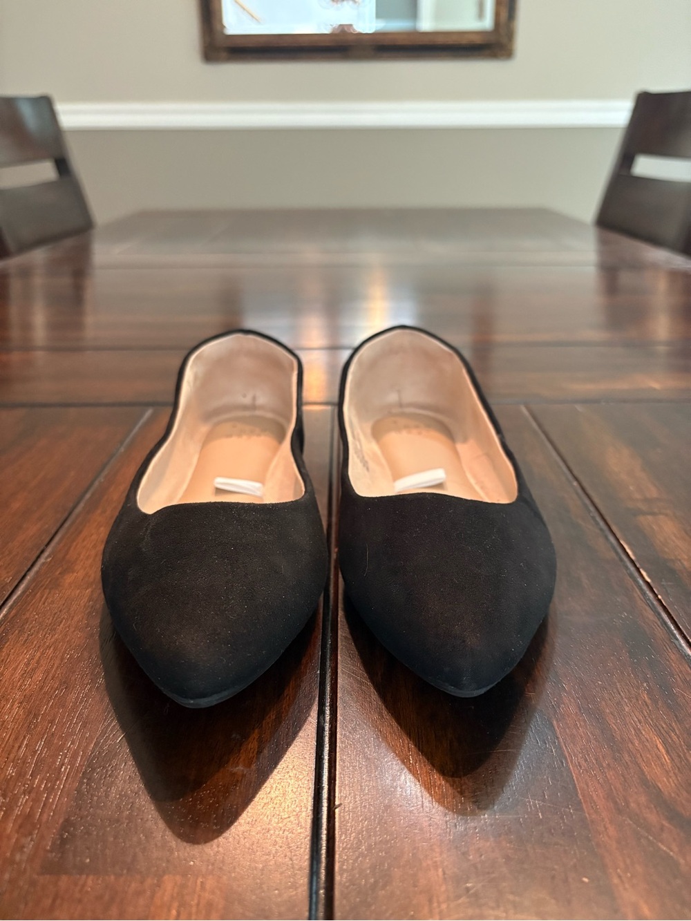 Black Pointed Toe Faux Suede Women's Flats - Size 7.5